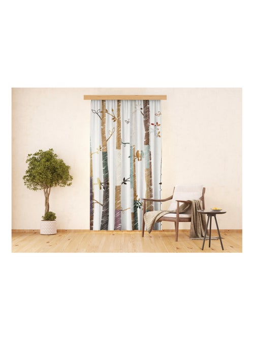 Voilage foret et oiseaux - 1 pièce - L 140 cm x H 245 cm - Kiabi