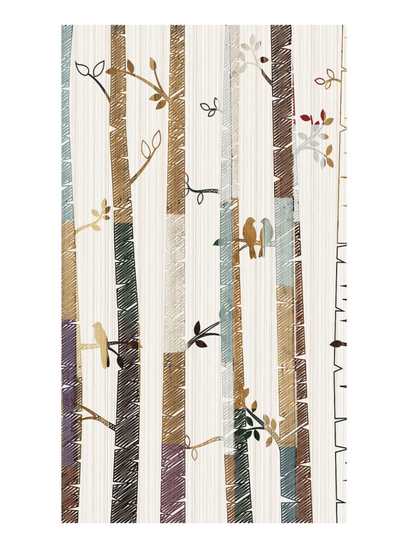Voilage foret et oiseaux - 1 pièce - L 140 cm x H 245 cm Multicolore - Kiabi