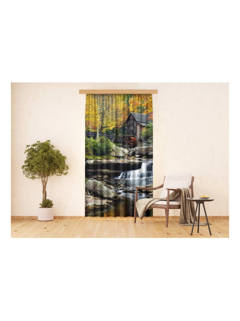 Voilage foret et rivière - 1 pièce - L 140 cm x H 245 cm Multicolore - Kiabi