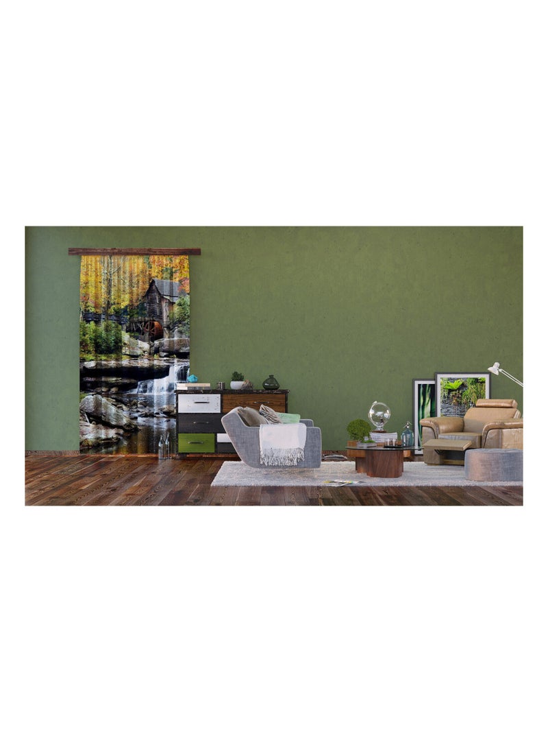 Voilage foret et rivière - 1 pièce - L 140 cm x H 245 cm Multicolore - Kiabi