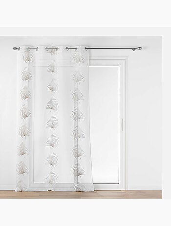 Voilage grande hauteur voile sablé brodé Palmaris Beige