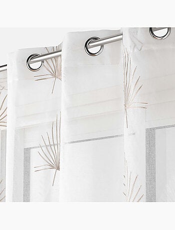 Voilage grande hauteur voile sablé brodé Palmaris Beige