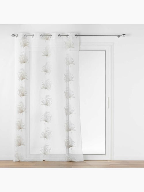 Voilage grande hauteur voile sablé brodé Palmaris Beige - Kiabi Voilage grande hauteur voile sablé brodé Palmaris Beige - Kiabi