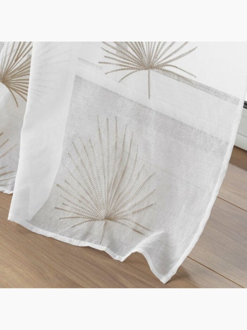 Voilage grande hauteur voile sablé brodé Palmaris Beige - Kiabi Voilage grande hauteur voile sablé brodé Palmaris Beige - Kiabi
