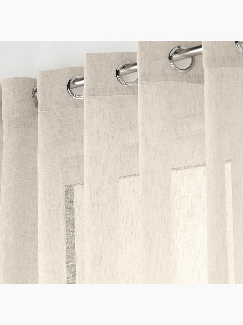 Voilage grande largeur  - Effet lin tissé Beige clair - Kiabi