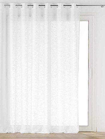 Voilage grande largeur à Oeillets Haltona Blanc - Effet Lin Tissé
