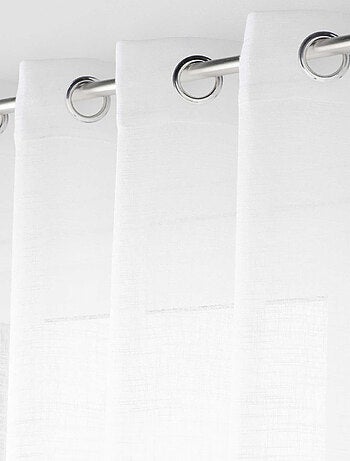 Voilage grande largeur à Oeillets Haltona Blanc - Effet Lin Tissé