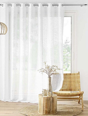 Voilage grande largeur à Oeillets Haltona Blanc - Effet Lin Tissé