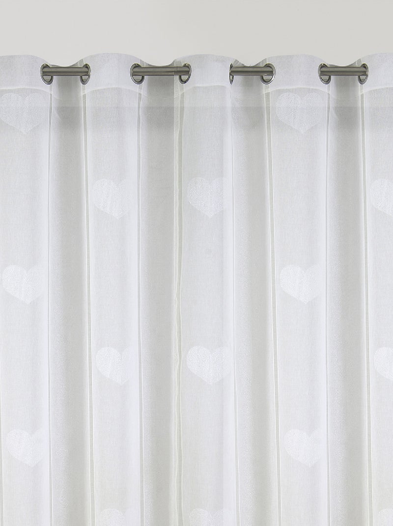 Voilage grande largeur avec cœurs et lurex Blanc - Kiabi