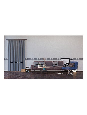 Voilage gris avec effet point de couture - 1 pièce - L 140 cm x H 245 cm