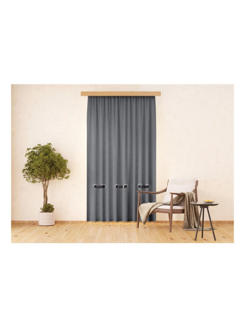 Voilage gris avec effet point de couture - 1 pièce - L 140 cm x H 245 cm Multicolore - Kiabi