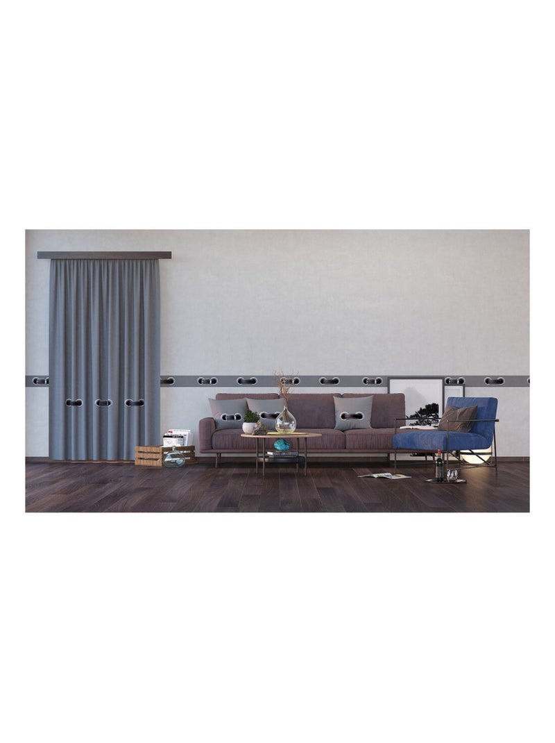 Voilage gris avec effet point de couture - 1 pièce - L 140 cm x H 245 cm Multicolore - Kiabi