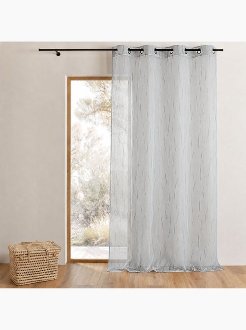 Voilage gris organza brodé motif de brindilles - Kiabi