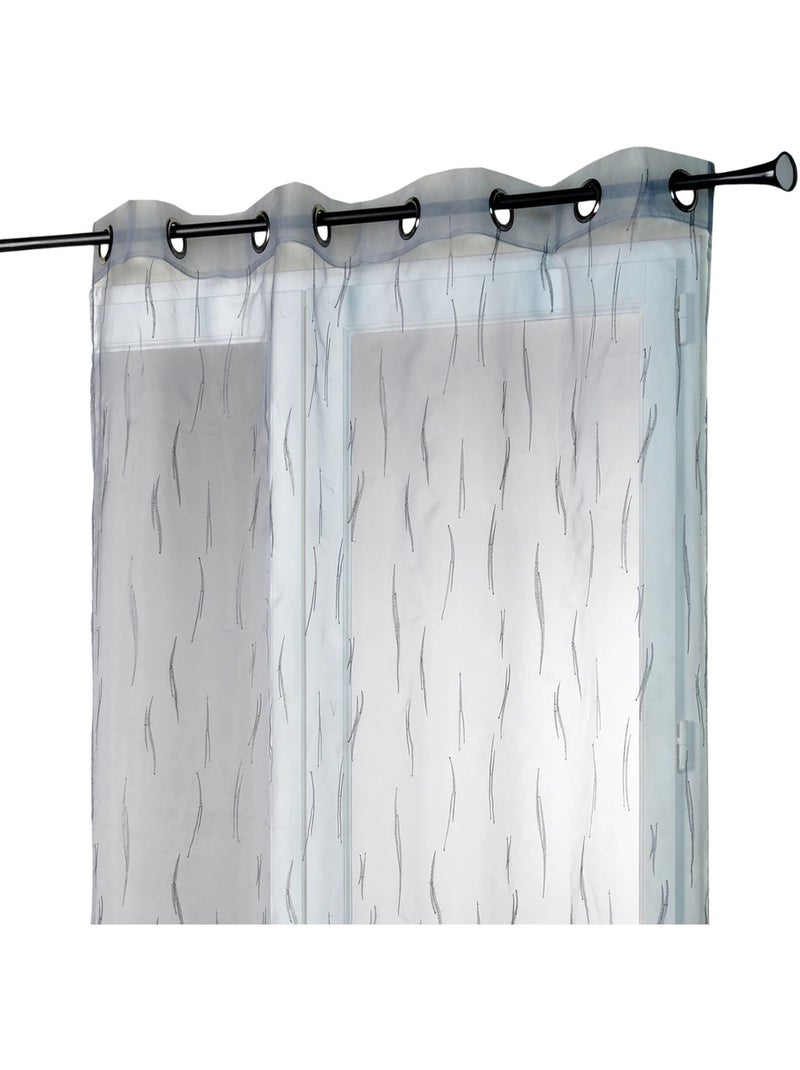 Voilage gris organza brodé motif de brindilles Gris clair - Kiabi