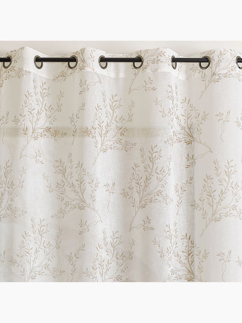 Voilage impression feuillage poétique Beige - Kiabi