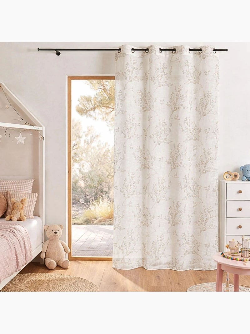 Voilage impression feuillage poétique Beige - Kiabi