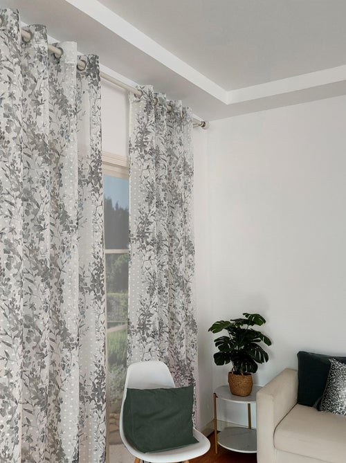 Voilage imprimé à plumetis en polyester recyclé. - Kiabi