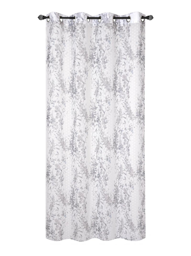 Voilage imprimé à plumetis en polyester recyclé. Gris Blanc - Kiabi