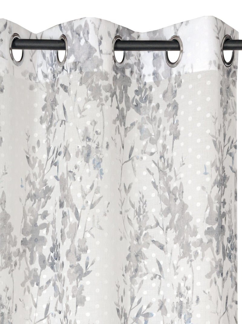 Voilage imprimé à plumetis en polyester recyclé. Gris Blanc - Kiabi