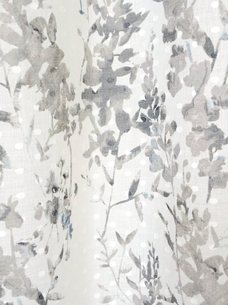 Voilage imprimé à plumetis en polyester recyclé. Gris Blanc - Kiabi