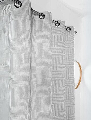 Voilage imprimé carrés striés