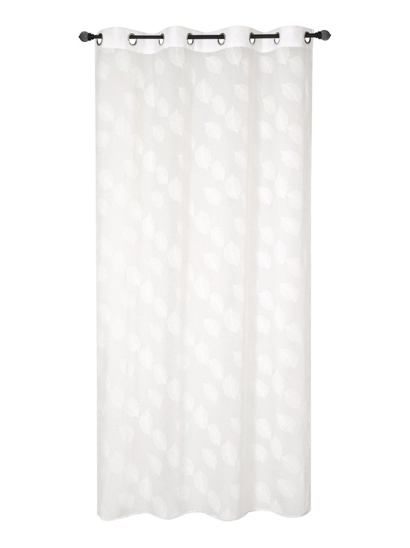 Voilage imprimé feuilles en polyester recyclé - prêt à poser. Blanc - Kiabi