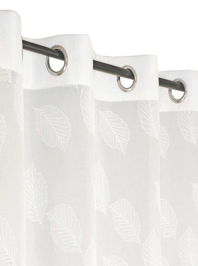 Voilage imprimé feuilles en polyester recyclé - prêt à poser. Blanc - Kiabi