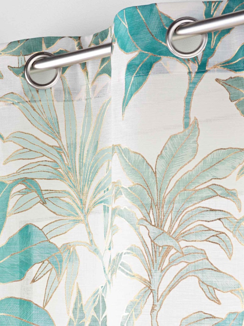 Voilage imprimé métallisée vert émeraude 140x280cm "Vayana" Vert émeraude - Kiabi