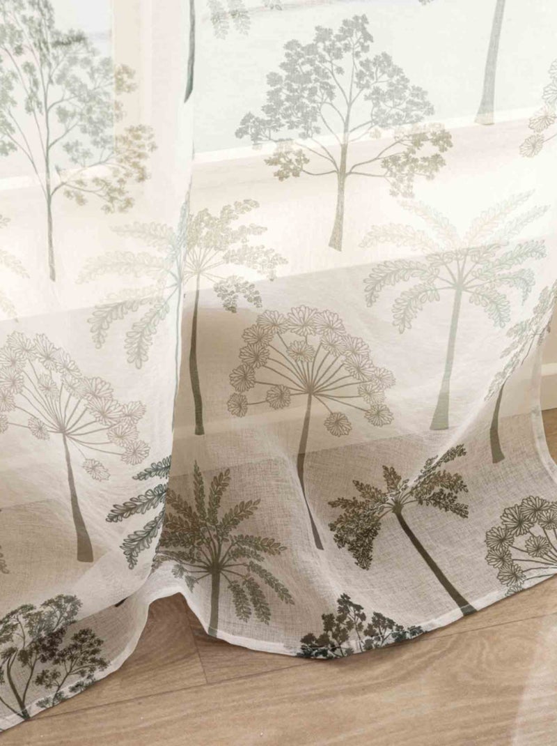 Voilage imprimé palméa vert 140x240cm Vert - Kiabi