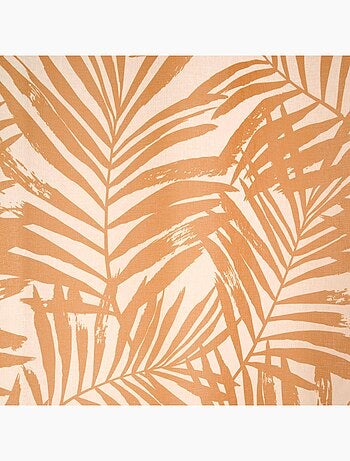 Voilage imprimé palmes à œillets 140x240cm prêt à poser, blanc et gris foncé