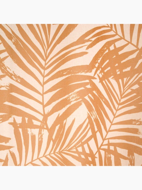 Voilage imprimé palmes à œillets 140x240cm prêt à poser, blanc et caramel - Kiabi