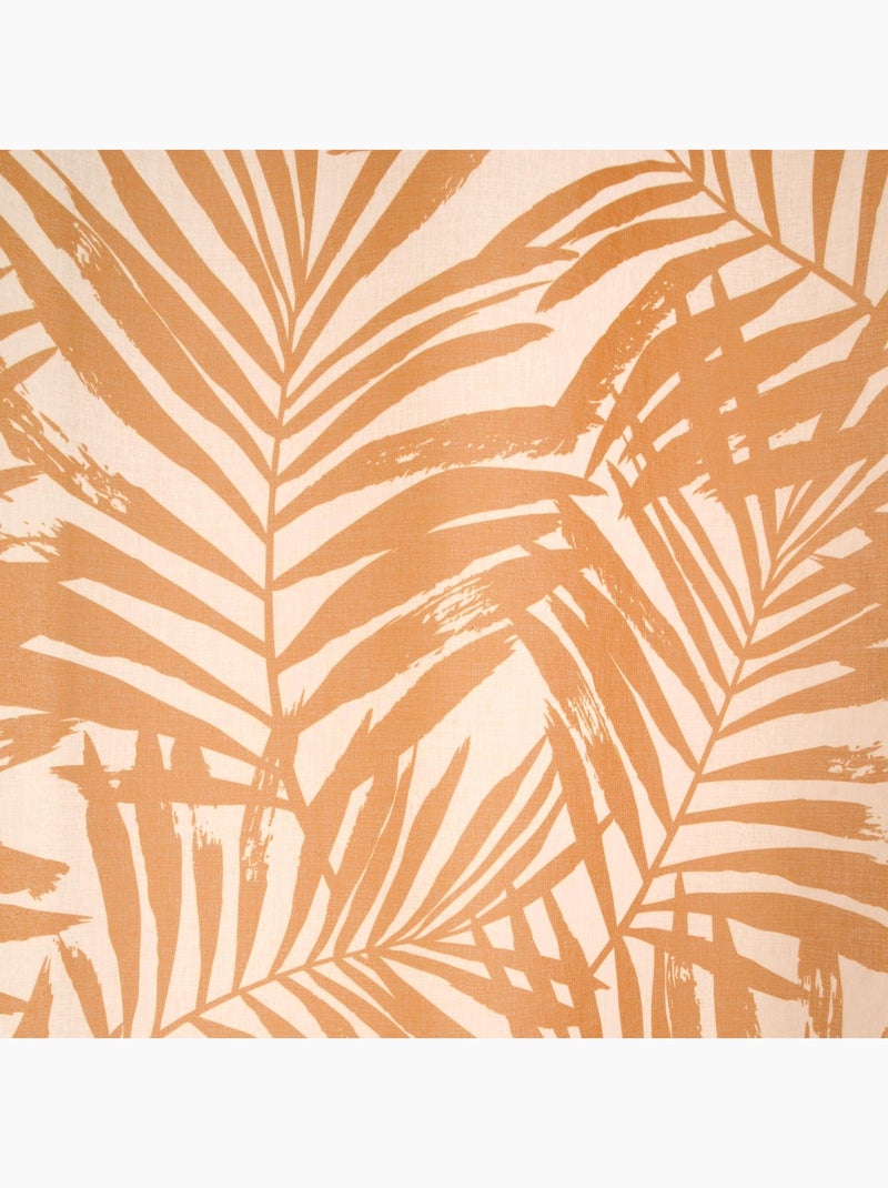 Voilage imprimé palmes à œillets 140x240cm prêt à poser, blanc et caramel Marron - Kiabi