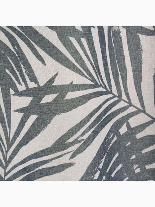 Voilage imprimé palmes à œillets 140x240cm prêt à poser, blanc et gris foncé - Kiabi