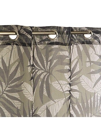 Voilage imprimé palmes à œillets 140x240cm prêt à poser, vert kaki