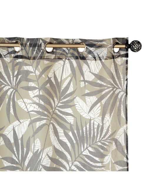 Voilage imprimé palmes à œillets 140x240cm prêt à poser, vert kaki - Kiabi
