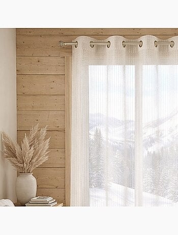 Voilage ivoire fines rayures verticales