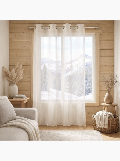 Voilage ivoire fines rayures verticales - Kiabi