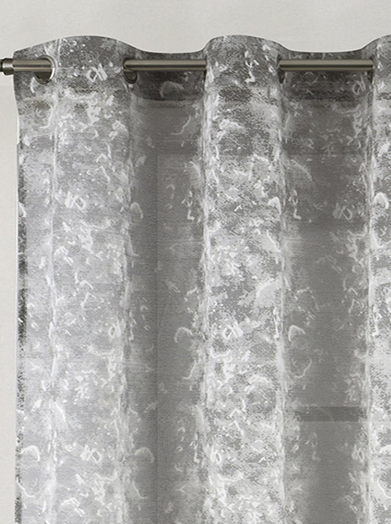 Voilage jacquard à oeillets élégance texturée Noir - Kiabi