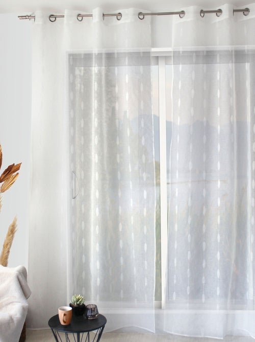 Voilage jacquard à pois ovales à oeillets - Kiabi