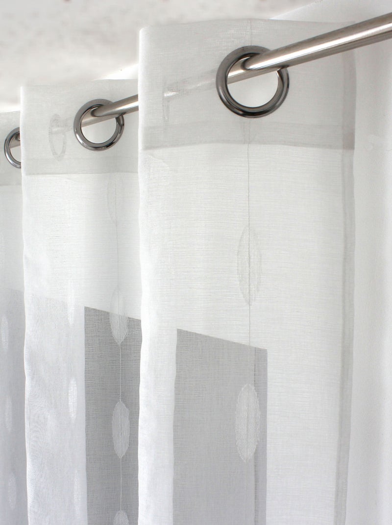 Voilage jacquard à pois ovales à oeillets Blanc - Kiabi
