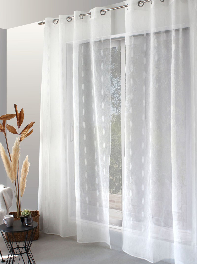 Voilage jacquard à pois ovales à oeillets Blanc - Kiabi