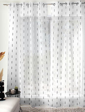 Voilage jacquard à pois ovales à oeillets