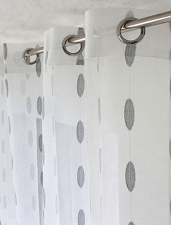 Voilage jacquard à pois ovales à oeillets