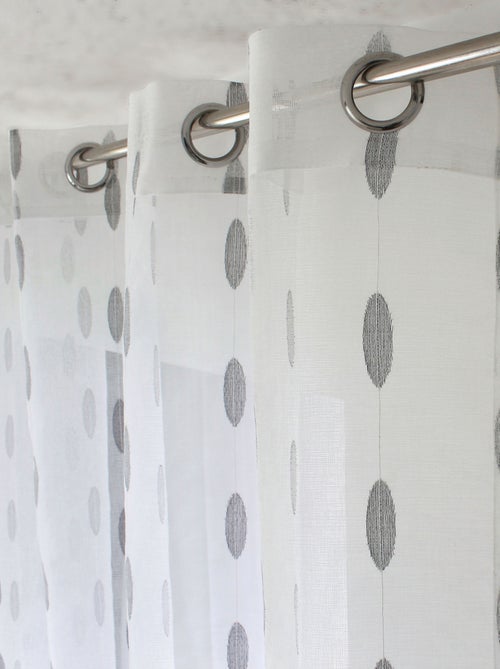 Voilage jacquard à pois ovales à oeillets - Kiabi