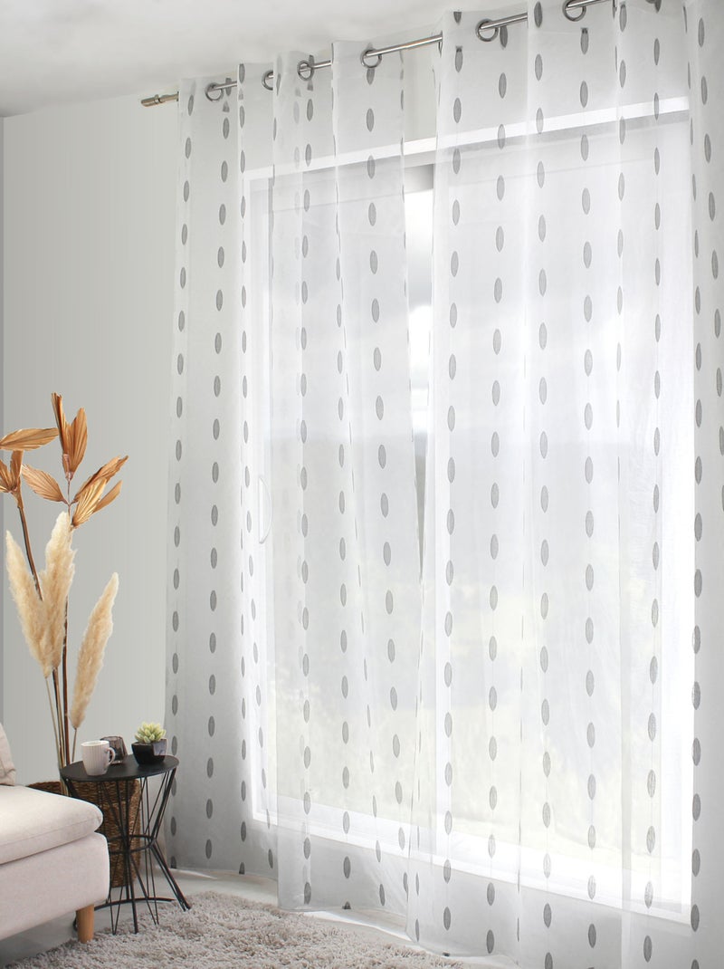 Voilage jacquard à pois ovales à oeillets Noir - Kiabi