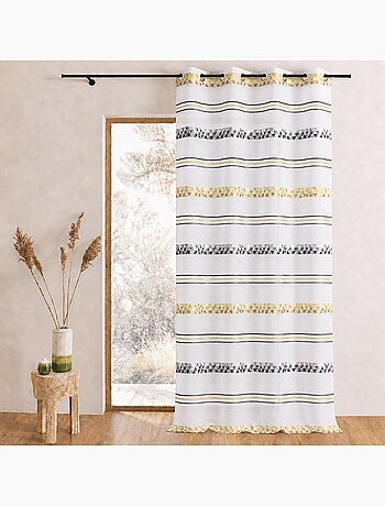 Voilage jacquard à rayures géométriques
