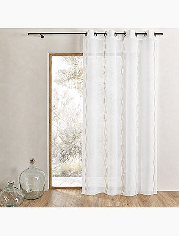 Voilage jacquard à rayures verticales ondulées