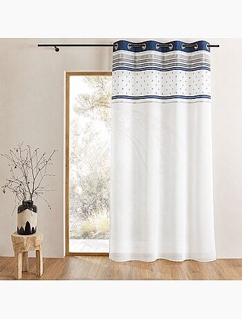 Voilage jacquard avec parement à rayures horizontales