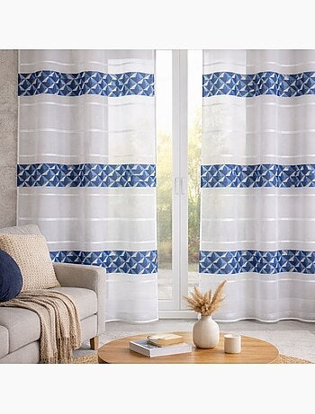 Voilage jacquard motifs bleus