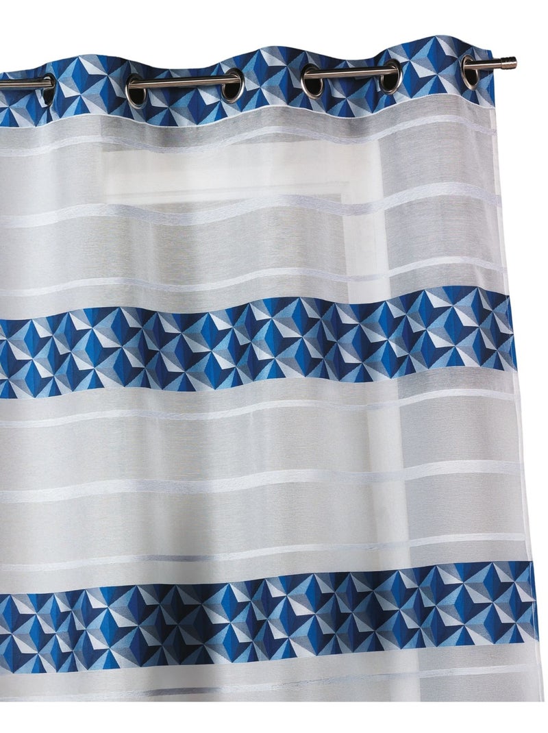Voilage jacquard motifs bleus Bleu - Kiabi